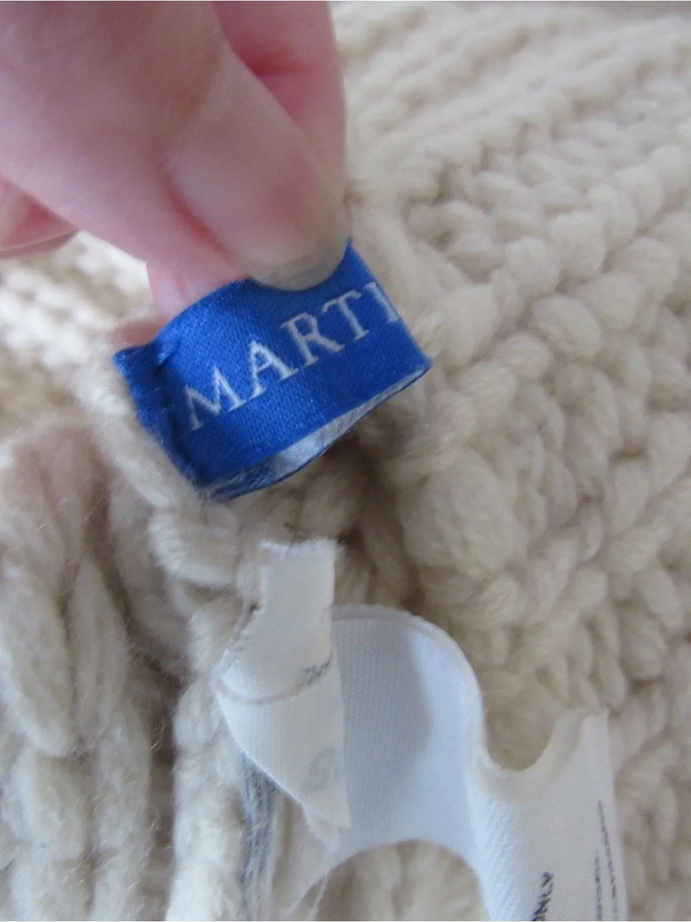 Martin Osa Cream Cable Knit Beanie Hat One Size Wool Cashmere Winter Classic
